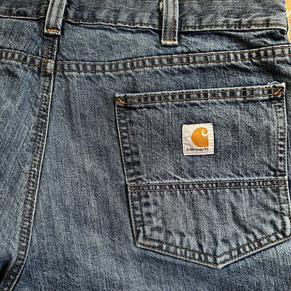 Carhartt Relaxed Fit Straight Jeans 38x30 | Heavy Denim Workwear Utility Pants - Picture 4 of 11